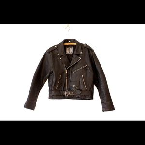 Wild Rider Leather Biker Jacket Size L Black